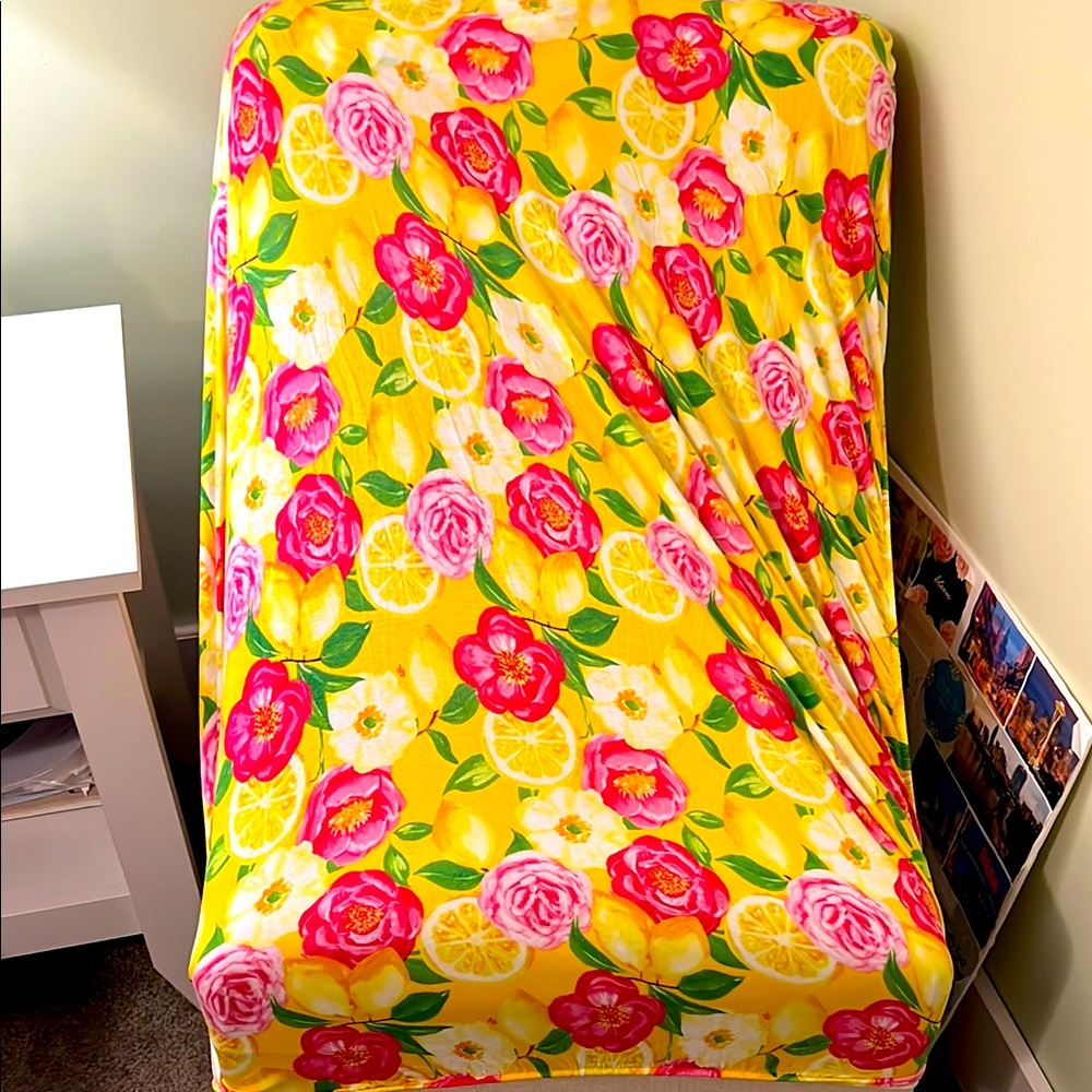 Posh Peanut Floral Yellow and Pink Crib Sheet